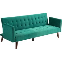 HOMCOM Schlafsofa 3-Sitzer Schlafcouch Klick-Klack Schlafsofa mit Samtbezug und 3-fach verstellbarer Rückenlehne, Holzfüße für Wohnzimmer, Gästezimmer, Grün   Aosom von HOMCOM