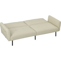 HOMCOM Schlafsofa 3-Sitzer Schlafcouch Schlafsofa mit verstellbarer Rückenlehne und seitlichen Taschen, modernes Stoffsofa für Wohnzimmer, Gästezimmer, 200 x 77 x 72 cm, Beige   Aosom von HOMCOM