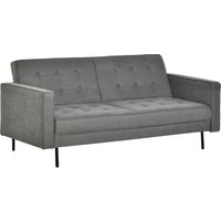 Schlafsofa 3-Sitzer Schlafcouch mit verstellbarer Winkel Vintage Eukalyptusholz Baumwolle Grau von HOMCOM