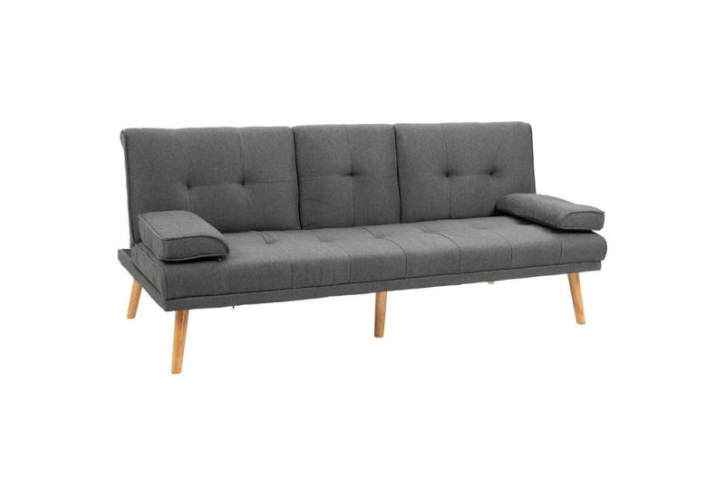 HOMCOM Schlafsofa 3-Sitzer-Sofa, Bettsofa mit Klappbarem Tisch, Stoffsofa 1 Teile, für Wohnzimmer, Dunkelgrau von HOMCOM