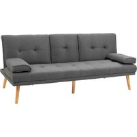 HOMCOM Schlafsofa 3-Sitzer-Sofa Bettsofa mit Klappbarem Tisch,  Leinenoptik von HOMCOM