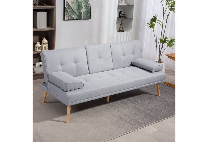 HOMCOM Schlafsofa Dreisitzer mit Bettfunktion, Einzelbett mit Kissen, Stoffsofa 1 Teile, Schlafsofa Schlafcouch 3 Sitzer Hellgrau HOMCOM Schlafsofa Dreisitzer mit Bettfunktion, Einzelbett mit Kissen, Stoffsofa 1 Teile, Schlafsofa Schlafcouch 3 Sitzer Hellgrau von HOMCOM