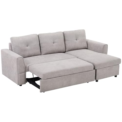 HOMCOM Schlafsofa Ecksofa mit Bettfunktion, 3 Sitzer Couch mit Stauraum, Chaiselongue, Leinenoptik Polstersofa für Wohnzimmer, Grau HOMCOM Schlafsofa Ecksofa mit Bettfunktion, 3 Sitzer Couch mit Stauraum, Chaiselongue, Leinenoptik Polstersofa für Wohnzimmer, Grau von HOMCOM