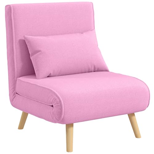 HOMCOM Schlafsofa Einzelsofa Bett Leinen gepolstert Klappsofa Bett mit 5-Position verstellbare Rückenlehne und Kissen kleines Sofa Bett für Wohnzimmer 72x75x85 cm Rosa HOMCOM Schlafsofa Einzelsofa Bett Leinen gepolstert Klappsofa Bett mit 5-Position verstellbare Rückenlehne und Kissen kleines Sofa Bett für Wohnzimmer 72x75x85 cm Rosa von HOMCOM