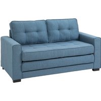 HOMCOM Schlafsofa Klappsofa 2-Sitzer Stoffsofa Bettsofa Sofa mit Schlaffunktion Sofagarnitur Leinen-Touch Gummiholz Blau 147,5 x 75 x 85 cm   Aosom von HOMCOM
