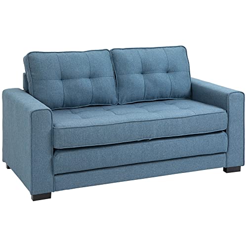HOMCOM Schlafsofa Klappsofa 2-Sitzer Stoffsofa Bettsofa Sofa mit Schlaffunktion Sofagarnitur Leinen-Touch Gummiholz Blau 147,5 x 75 x 85 cm HOMCOM Schlafsofa Klappsofa 2-Sitzer Stoffsofa Bettsofa Sofa mit Schlaffunktion Sofagarnitur Leinen-Touch Gummiholz Blau 147,5 x 75 x 85 cm von HOMCOM