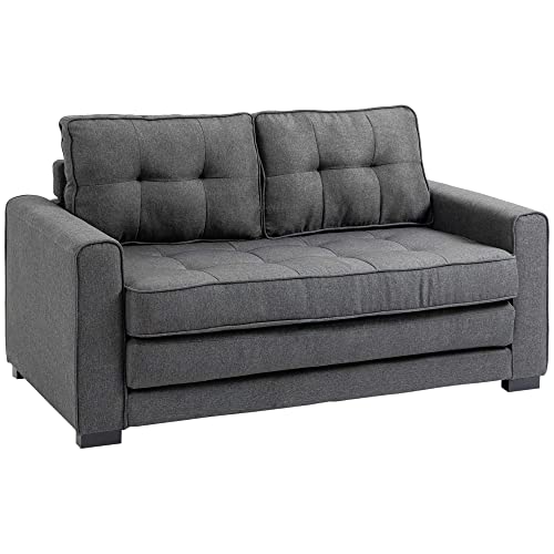 HOMCOM Schlafsofa Klappsofa 2-Sitzer Stoffsofa Bettsofa Sofa mit Schlaffunktion Sofagarnitur Leinen-Touch Gummiholz Grau 147,5 x 75 x 85 cm HOMCOM Schlafsofa Klappsofa 2-Sitzer Stoffsofa Bettsofa Sofa mit Schlaffunktion Sofagarnitur Leinen-Touch Gummiholz Grau 147,5 x 75 x 85 cm von HOMCOM