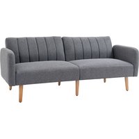 HOMCOM Schlafsofa  Klappsofa 2-Sitzer, Bettsofa mit Schlaffunktion, leinenartiges Polyester, Gummiholz, Grau, 173x75x73cm  Aosom.de von HOMCOM