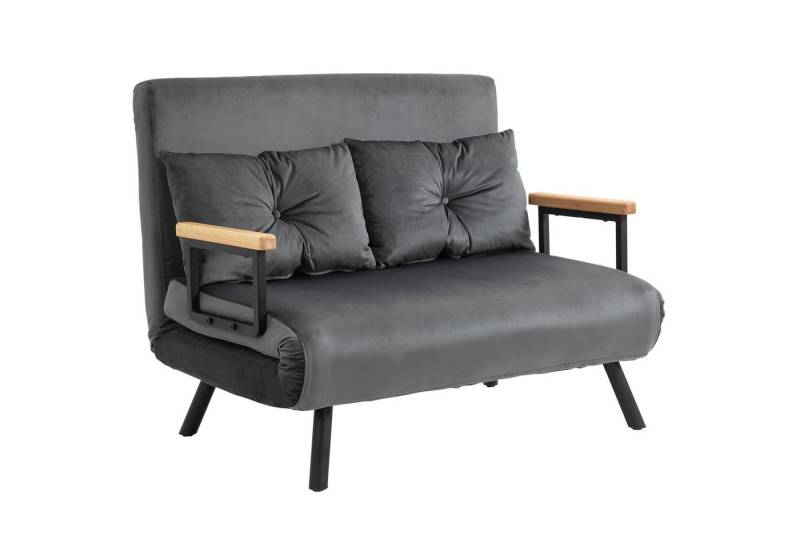 HOMCOM Schlafsofa Polstersofa mit Verstellbarer Rückenlehne, Zweisitzer, Relaxsessel 1 Teile, für Wohnzimmer, Dunkelgrau von HOMCOM
