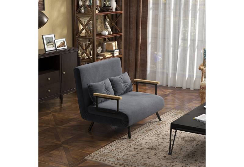 HOMCOM Schlafsofa Polstersofa mit Verstellbarer Rückenlehne, Zweisitzer, Relaxsessel 1 Teile, für Wohnzimmer, Dunkelgrau von HOMCOM