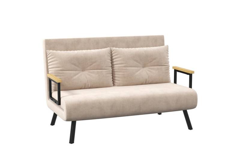 HOMCOM Schlafsofa Relaxsessel mit Bettfunktion, Klappsofa mit Samtoptik, Polstersofa 1 Teile, mit Verstellbarer Rückenlehne, Beige, 102 x 73 x 81 cm von HOMCOM