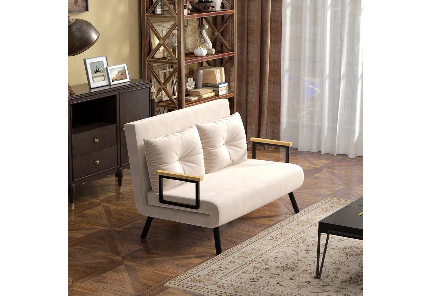 HOMCOM Schlafsofa Relaxsessel mit Bettfunktion, Klappsofa mit Samtoptik, Polstersofa 1 Teile, mit Verstellbarer Rückenlehne, Beige, 102 x 73 x 81 cm HOMCOM Schlafsofa Relaxsessel mit Bettfunktion, Klappsofa mit Samtoptik, Polstersofa 1 Teile, mit Verstellbarer Rückenlehne, Beige, 102 x 73 x 81 cm von HOMCOM