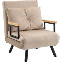 HOMCOM Schlafsofa Relaxsessel mit Bettfunktion Gästebett Samtoptik Rückenkissen verstellbare Rückenlehne Beige 63 x 73 x 81 cm für Wohnzimmer   Aosom.de von HOMCOM