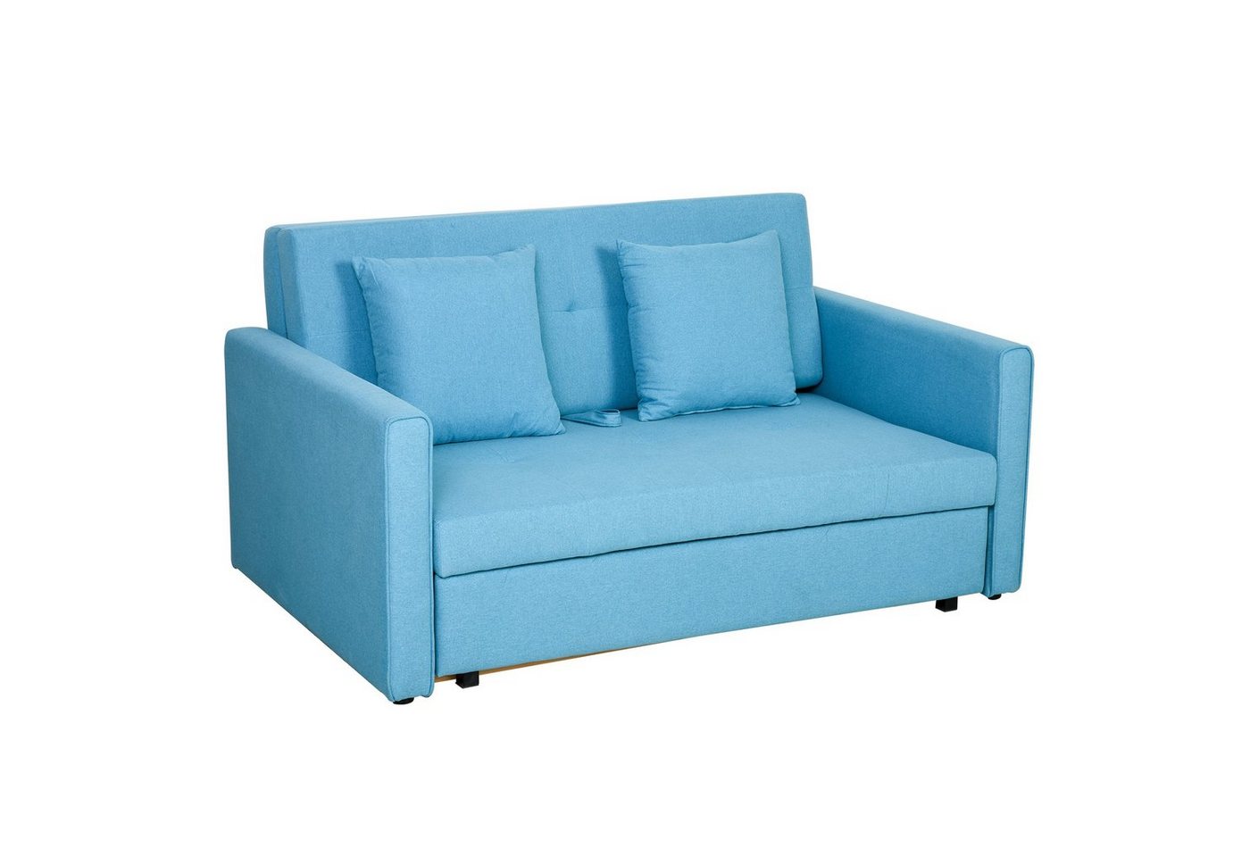 HOMCOM Schlafsofa Schlafcouch mit Bettfunktion, mit Stauraum, 2-Sitzer Sofa 1 Teile, für Wohnzimmer, Polyester, Holz HOMCOM Schlafsofa Schlafcouch mit Bettfunktion, mit Stauraum, 2-Sitzer Sofa 1 Teile, für Wohnzimmer, Polyester, Holz von HOMCOM