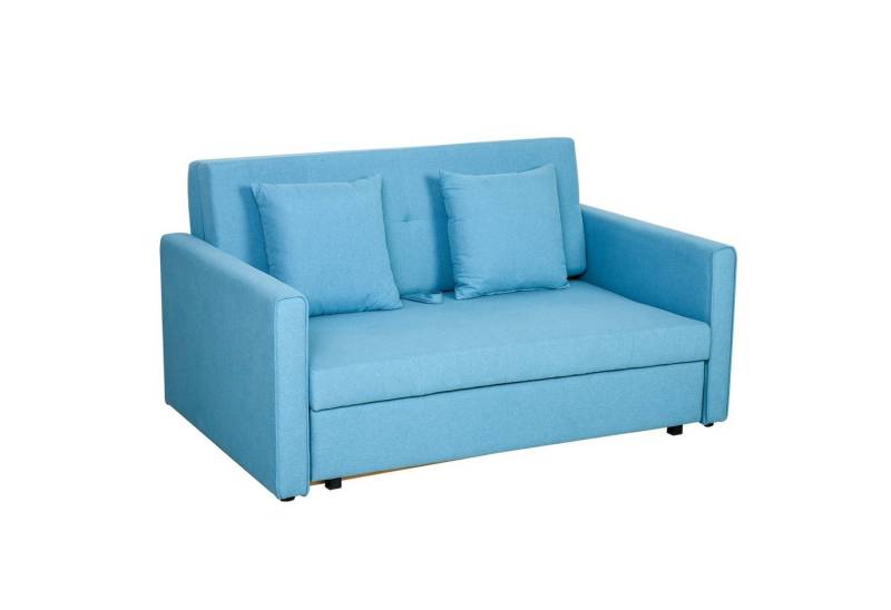 HOMCOM Schlafsofa Schlafcouch mit Bettfunktion, mit Stauraum, 2-Sitzer Sofa 1 Teile, für Wohnzimmer, Polyester, Holz von HOMCOM