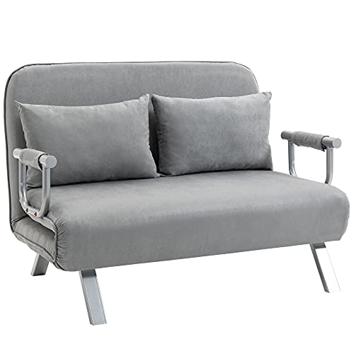 HOMCOM Schlafsofa Schlafcouch mit Verstellbarer Rückenlehne, Wurfkissen, 2er-Sofa mit Schlaffunktion, Samtoptik, Armlehne, Couch für Wohnzimmer, Schlafzimmer, Hellgrau HOMCOM Schlafsofa Schlafcouch mit Verstellbarer Rückenlehne, Wurfkissen, 2er-Sofa mit Schlaffunktion, Samtoptik, Armlehne, Couch für Wohnzimmer, Schlafzimmer, Hellgrau von HOMCOM