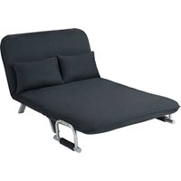HOMCOM Schlafsofa Schlafcouch mit Verstellbarer Rückenlehne, Wurfkissen, 2er-Sofa mit Schlaffunktion, Samtoptik, Armlehne, Couch für Wohnzimmer, Schlafzimmer, Schwarz   Aosom von HOMCOM