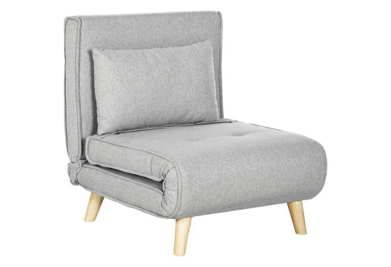 HOMCOM Schlafsofa Schlafsessel mit Bettfunktion, Lendenkissen, Klappsessel 1 Teile, für Wohnzimmer, Hellgrau von HOMCOM