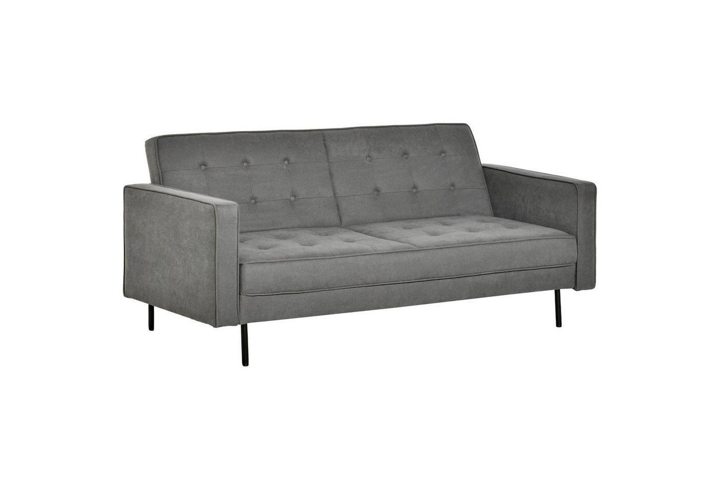 HOMCOM Schlafsofa Schlafsofa, Set 1 Teile, Schlafsofa 3-Sitzer verstellbarer Bettsofa Grau von HOMCOM