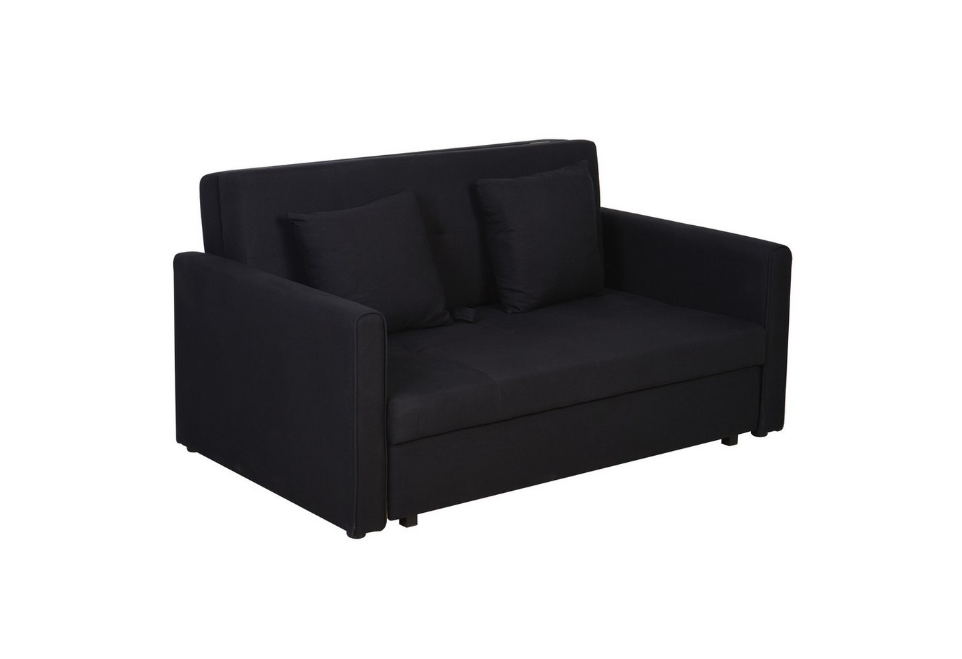 HOMCOM Schlafsofa Sofa mit Bettfunktion, Polstersofa mit Stauraum, Schlafcouch, 2-Sitzer Sofa 1 Teile, für Wohnzimmer, Polycotton, Holz von HOMCOM