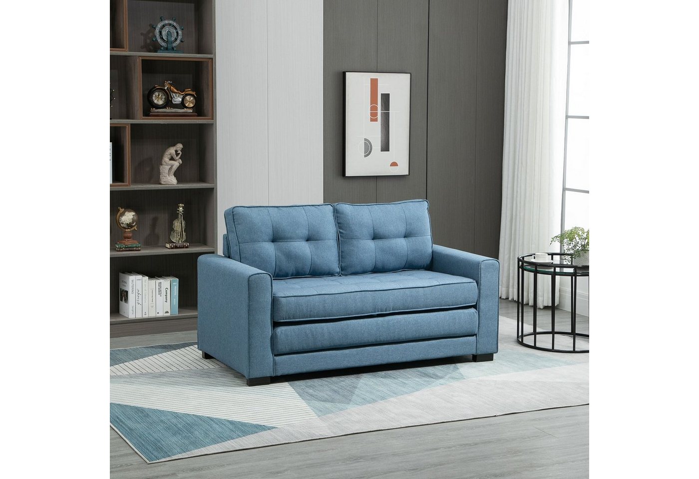 HOMCOM Schlafsofa Sofa mit Bettfunktion, Polstersofa mit Stauraum, Schlafcouch, Relaxsessel 1 Teile, für Wohnzimmer, Blau HOMCOM Schlafsofa Sofa mit Bettfunktion, Polstersofa mit Stauraum, Schlafcouch, Relaxsessel 1 Teile, für Wohnzimmer, Blau von HOMCOM