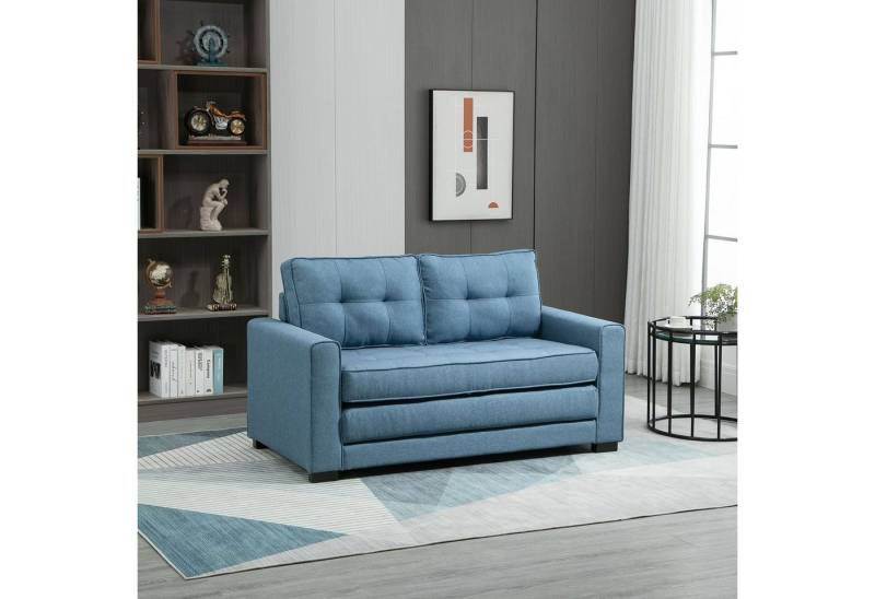 HOMCOM Schlafsofa Sofa mit Bettfunktion, Polstersofa mit Stauraum, Schlafcouch, Relaxsessel 1 Teile, für Wohnzimmer, Blau von HOMCOM