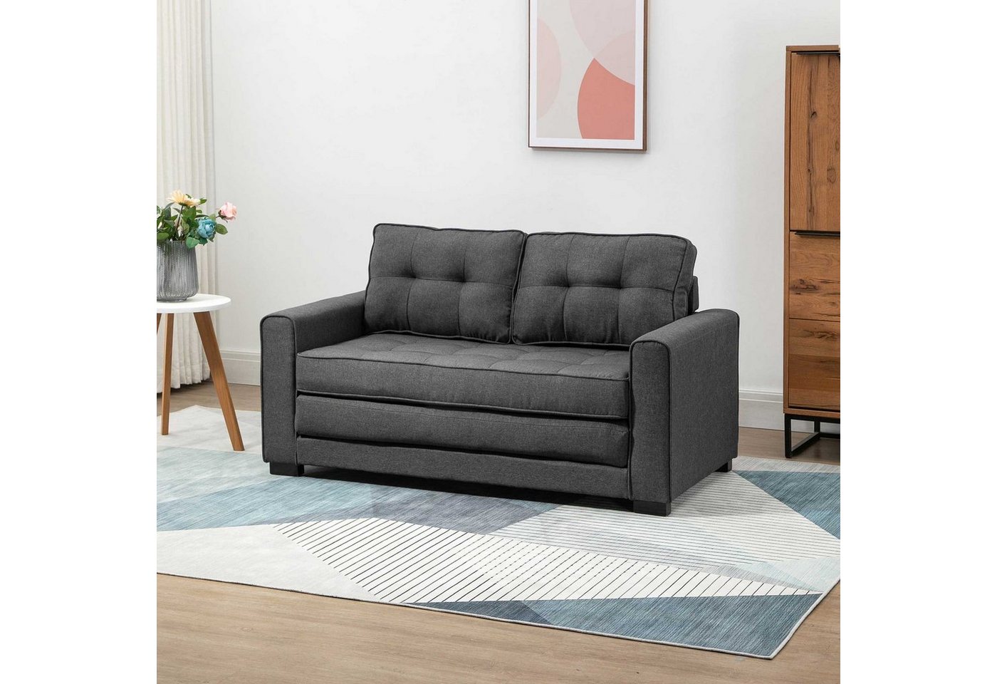 HOMCOM Schlafsofa Sofa mit Bettfunktion, Polstersofa mit Stauraum, Schlafcouch, Relaxsessel 1 Teile, für Wohnzimmer, Grau von HOMCOM