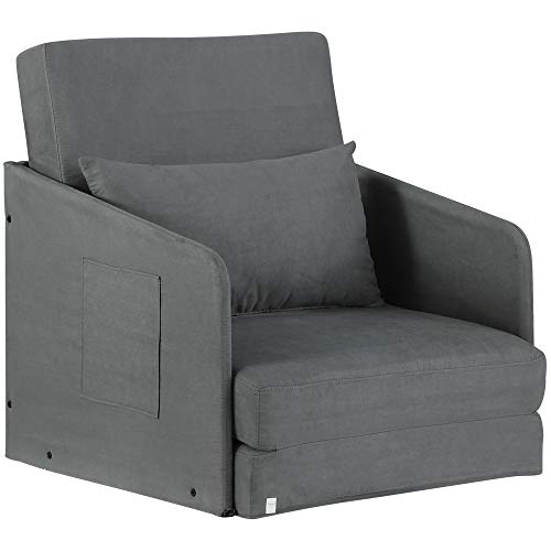 HOMCOM Schlafsofa Sofabett Einzelsofa Waschbarer Bezug 2 Seitentaschen Kissen Metall Grau 70 x 76 x 77 cm HOMCOM Schlafsofa Sofabett Einzelsofa Waschbarer Bezug 2 Seitentaschen Kissen Metall Grau 70 x 76 x 77 cm von HOMCOM