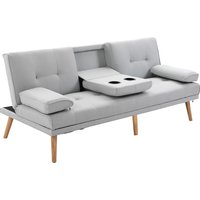 HOMCOM Schlafsofa  Bequeme Schlafcouch, 3 Sitzer, Sofabett, Leinen, Hellgrau, 181x77x72cm  Aosom.de von HOMCOM