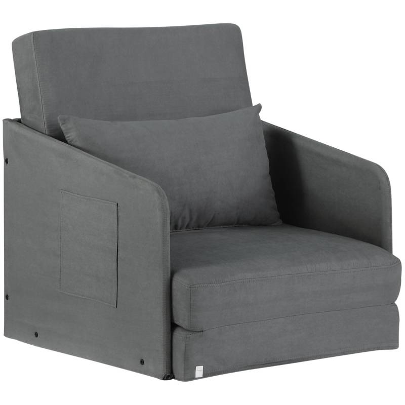 HOMCOM Schlafsofa Waschbarer Bezug 2 Seitentaschen 70 x 76 x 77 cm von HOMCOM