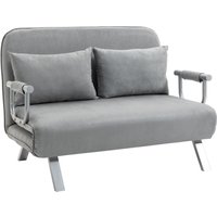 HOMCOM Schlafsofa Zweisitzer  Bettfunktion & Kissen, Verstellbares Sofa, bis 150kg, Hellgrau  Aosom.de von HOMCOM