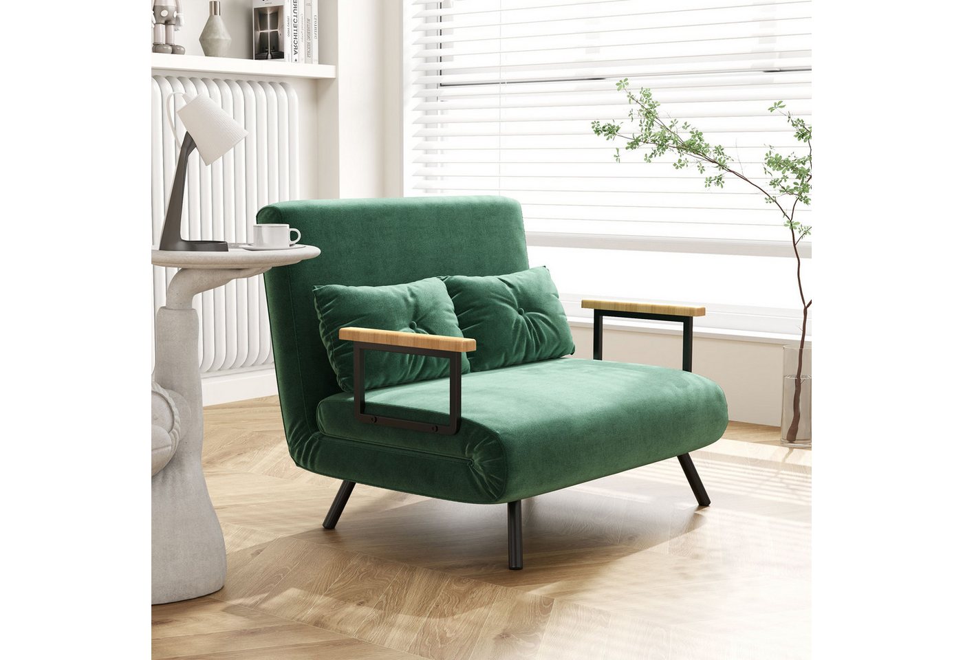 HOMCOM Schlafsofa Zweisitzer mit Bettfunktion, Schlafcouch mit Samtoptik, Verstellbare Couch 1 Teile, 102 x 73 x 81 cm, Grün HOMCOM Schlafsofa Zweisitzer mit Bettfunktion, Schlafcouch mit Samtoptik, Verstellbare Couch 1 Teile, 102 x 73 x 81 cm, Grün von HOMCOM