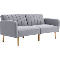 HOMCOM Schlafsofa, 2-Sitzer Sofa mit Schlaffunktion, Verstellbare Rückenlehne, Dick Gepolsterte Couch, Armlehne, Schlafcouch mit Holzbeine für Wohnzimmer, Gästezimmer, 173 x 75 x 73 cm, Grau   Aosom von HOMCOM