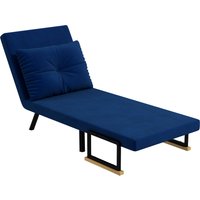 HOMCOM Schlafsofa mit 5-fach verstellbarer Rückenlehne, Faltbares Schlafsofa mit Kissen für Wohnzimmer, gepolsterter Stoff, Stahl und Holz, 63x73x81 cm, Blau   Aosom von HOMCOM