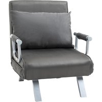 HOMCOM Schlafsofa mit Armlehne 65x69x80cm  3-in-1 Schlafsessel, Gästebett, Klappmatratze, Chaiselongue, Kunstleder, Grau  Aosom.de von HOMCOM