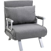 HOMCOM Schlafsofa mit Armlehne 65x69x80cm  3-in-1 Schlafsessel, Gästebett, Chaiselongue, leinenartiges Polyester, Grau  Aosom.de von HOMCOM