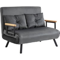 HOMCOM Schlafsofa mit Bettkasten Couch mit Schlaffunktion Schlafcouch mit Samtoptik Rückenkissen Dunkelgrau 102 x 73 x 81 cm von HOMCOM