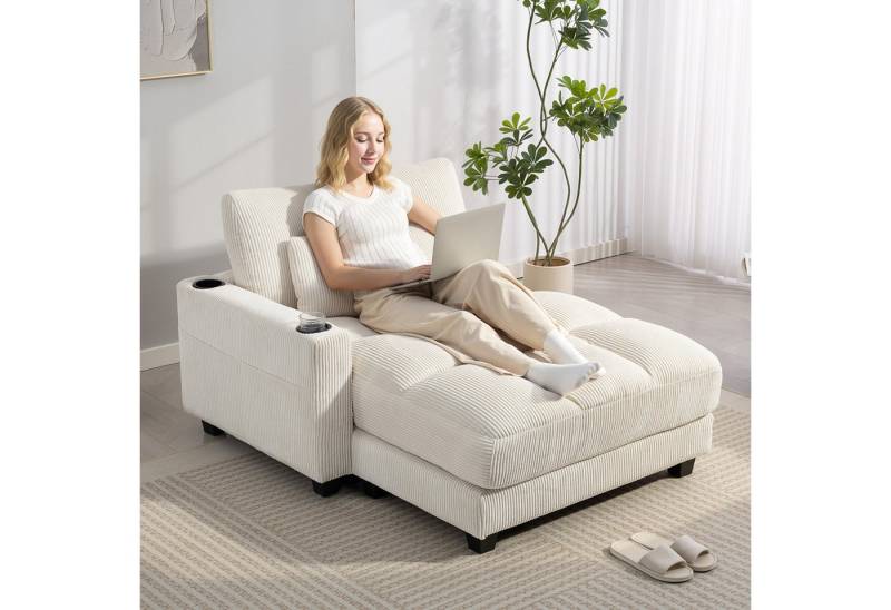HOMCOM Schlafsofa mit Getränkehalter, Sofa mit Schlaffunktion 1 Teile, für Wohnzimmer, Schlafzimmer, Cremeweiß HOMCOM Schlafsofa mit Getränkehalter, Sofa mit Schlaffunktion 1 Teile, für Wohnzimmer, Schlafzimmer, Cremeweiß von HOMCOM