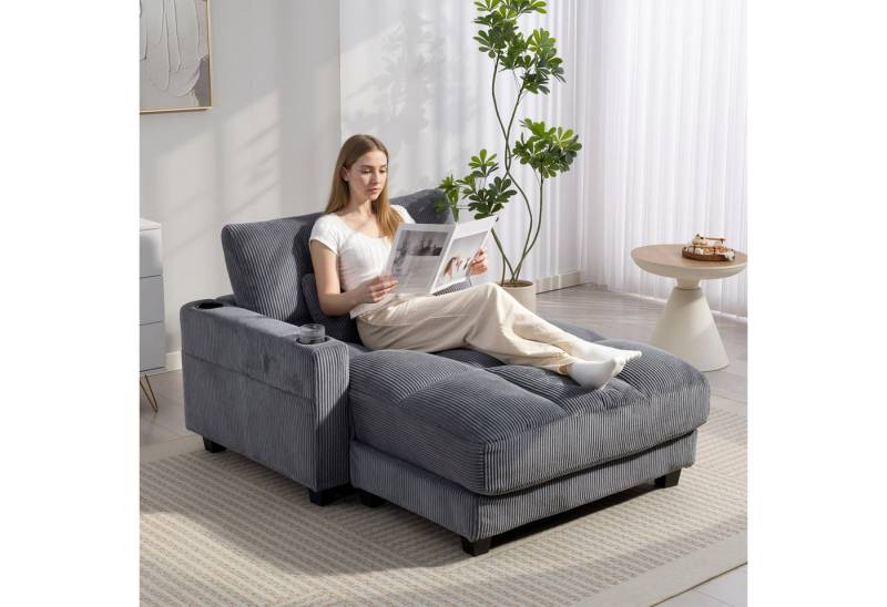 HOMCOM Schlafsofa mit Getränkehalter, Sofa mit Schlaffunktion 1 Teile, für Wohnzimmer, Schlafzimmer, Dunkelgrau von HOMCOM