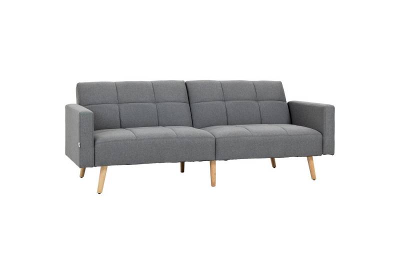 HOMCOM Schlafsofa mit Sitzkissen, Leinenoptik, verstellbarer Rückenlehne, 2 in 1 Schlafsofa 1 Teile, 205 x 88 cm, für Wohnzimmer, Schlafzimmer, Grau von HOMCOM