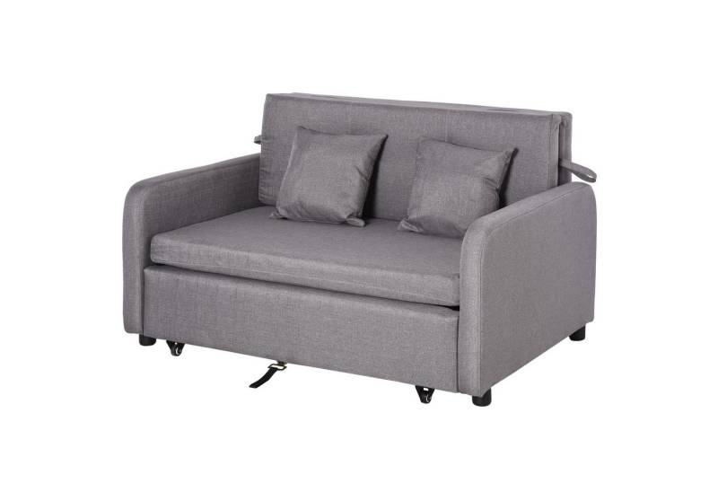 HOMCOM Schlafsofa mit Stauraum, Wurfkissen, Armlehne, Gepolstert Couch 1 Teile, mit Rollen für Wohnzimmer, Schlafzimmer, Grau von HOMCOM