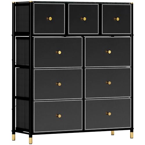 HOMCOM Schlafzimmer Kommode Stoff Kommode mit 9 klappbaren Schubladen mit PU-Fronten und Stahlrahmen Schlafzimmer Kommode Wohnzimmer Schwarz HOMCOM Schlafzimmer Kommode Stoff Kommode mit 9 klappbaren Schubladen mit PU-Fronten und Stahlrahmen Schlafzimmer Kommode Wohnzimmer Schwarz von HOMCOM