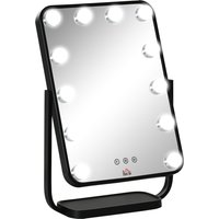 HOMCOM Schminkspiegel Hollywood Makeup Spiegel mit 12 Dimmer-LED-Leuchten 3 Lichtfarben Kosmetikspiegel Touch-Steuerung 12W  32,8x11x47,4cm von HOMCOM