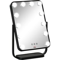 HOMCOM Hollywood Schminkspiegel  Makeup Spiegel mit 12 Dimmer-LEDs, 3 Lichtfarben, Touch-Steuerung, 12W, 32,8x11x47,4cm  Aosom.de von HOMCOM