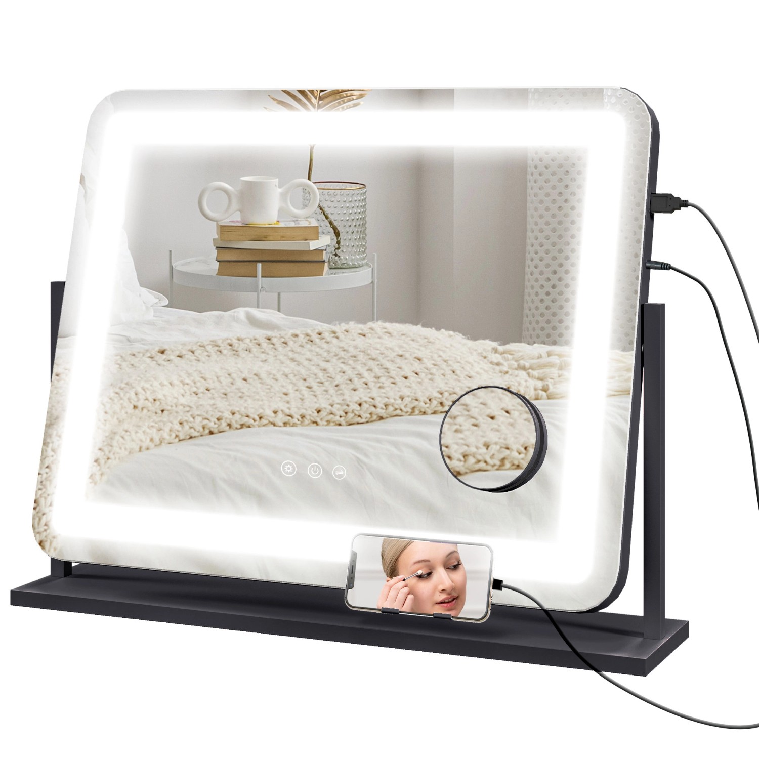 HOMCOM Schminkspiegel mit Beleuchtung LED Kosmetikspiegel Tischspiegel HOMCOM Schminkspiegel mit Beleuchtung LED Kosmetikspiegel Tischspiegel von HOMCOM