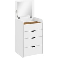 HOMCOM Schminktisch 3-in-1 mit klappbarem Spiegel, versenkbarem Hocker, gepolsterter Rollhocker, 3 Schubladen, transparente Glasplatte, Stauraum, platzsparend, Weiß Aosom HOMCOM Schminktisch 3-in-1 mit klappbarem Spiegel, versenkbarem Hocker, gepolsterter Rollhocker, 3 Schubladen, transparente Glasplatte, Stauraum, platzsparend, Weiß Aosom von HOMCOM