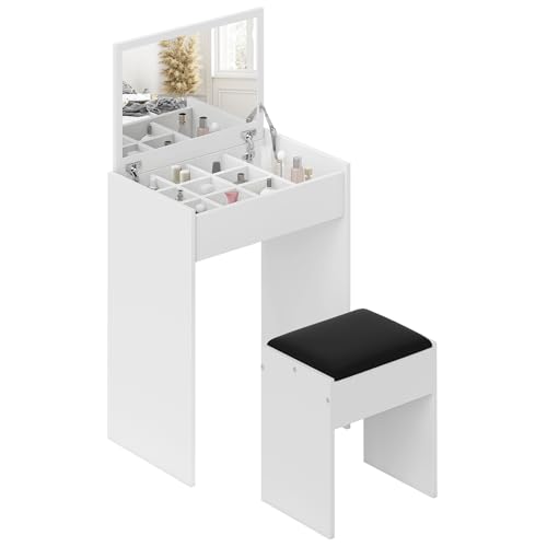 HOMCOM Schminktisch Kosmetiktisch Frisiertisch mit Hocker Klappspiegel Weiß 60 x 40 x 79cm HOMCOM Schminktisch Kosmetiktisch Frisiertisch mit Hocker Klappspiegel Weiß 60 x 40 x 79cm von HOMCOM