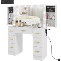 HOMCOM Schminktisch mit 12 LED-Leuchten, Kosmetiktisch mit Spiegel, Frisiertisch mit 7 Schubladen, 6 versteckten Schiebefächern, für Schlafzimmer, Weiß Aosom HOMCOM Schminktisch mit 12 LED-Leuchten, Kosmetiktisch mit Spiegel, Frisiertisch mit 7 Schubladen, 6 versteckten Schiebefächern, für Schlafzimmer, Weiß Aosom von HOMCOM