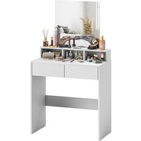 HOMCOM Schminktisch mit Spiegel, Schminktisch mit 2 Schubladen und 3 Fächern, moderner Stil, für Schlafzimmer, 75 x 38 x 135 cm, weiß   Aosom von HOMCOM