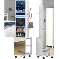 HOMCOM Schmuckschrank mit 360° drehbarem Spiegel, Schmuckschrank mit einstellbarer LED-Beleuchtung, Schlüsselschloss und rückseitigen Regalen, Ganzkörperspiegel für Wohn- oder Schlafzimmer, 37x40x165,5cm, Schwarz Aosom HOMCOM Schmuckschrank mit 360° drehbarem Spiegel, Schmuckschrank mit einstellbarer LED-Beleuchtung, Schlüsselschloss und rückseitigen Regalen, Ganzkörperspiegel für Wohn- oder Schlafzimmer, 37x40x165,5cm, Schwarz Aosom von HOMCOM